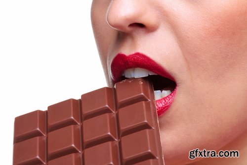 Woman eating chocolate tile sweetness 25 HQ Jpeg