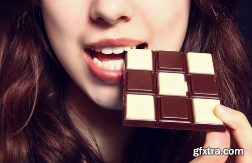 Woman eating chocolate tile sweetness 25 HQ Jpeg