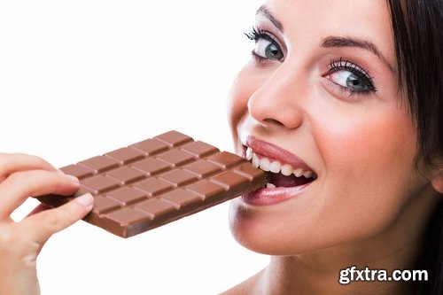 Woman eating chocolate tile sweetness 25 HQ Jpeg