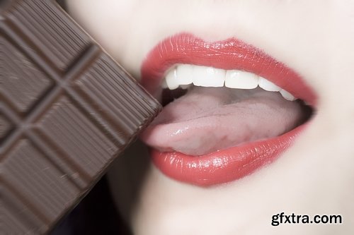 Woman eating chocolate tile sweetness 25 HQ Jpeg