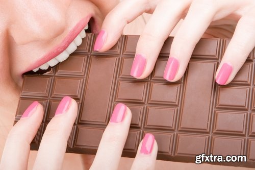 Woman eating chocolate tile sweetness 25 HQ Jpeg