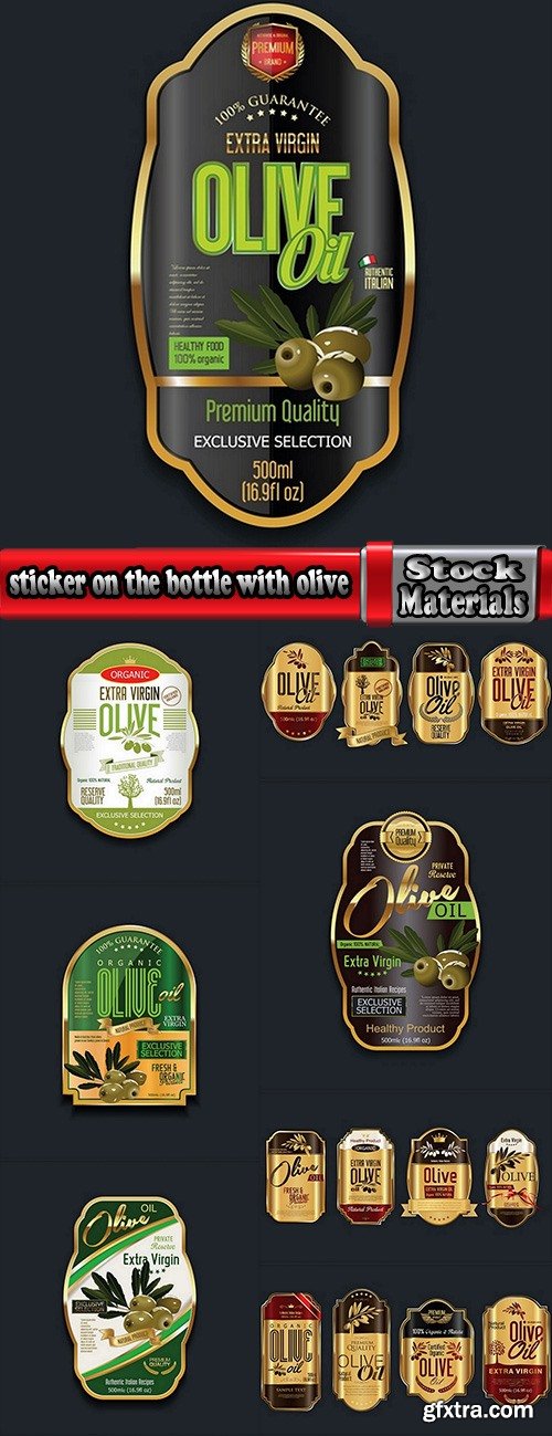 sticker on the bottle with olive oil of premium quality 8 EPS