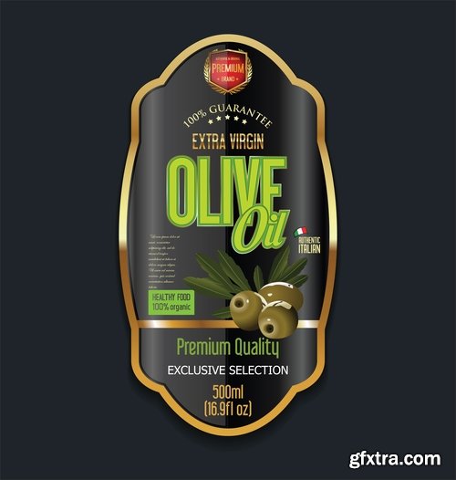 sticker on the bottle with olive oil of premium quality 8 EPS