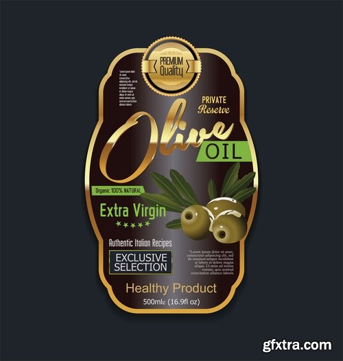 sticker on the bottle with olive oil of premium quality 8 EPS