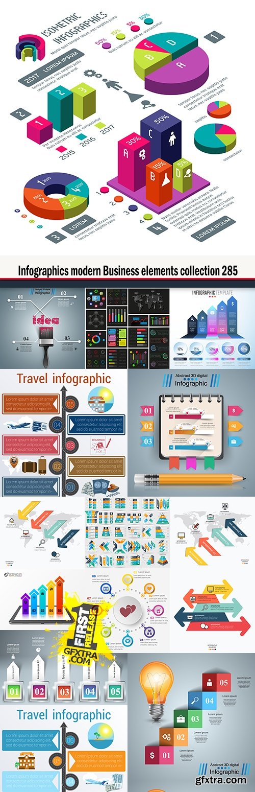 Infographics modern Business elements collection 285