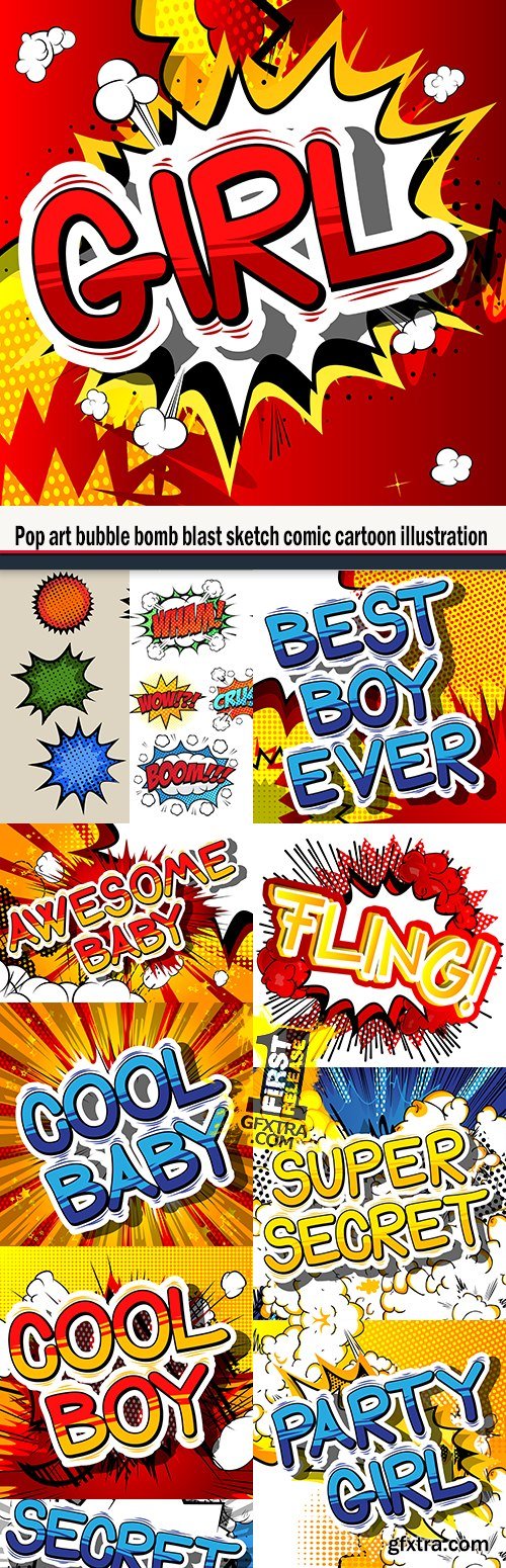 Pop art bubble bomb blast sketch comic cartoon illustration