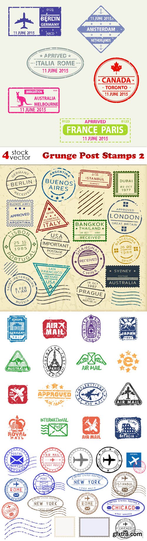 Vectors - Grunge Post Stamps 2