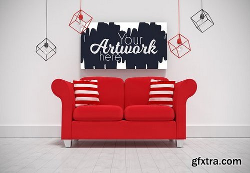 CM - Canvas Hanging Over Sofa Mockup 1635299