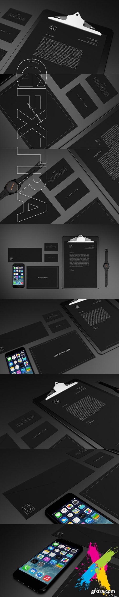 CM - 8 Minimal Black Stationary Mockups 1694190