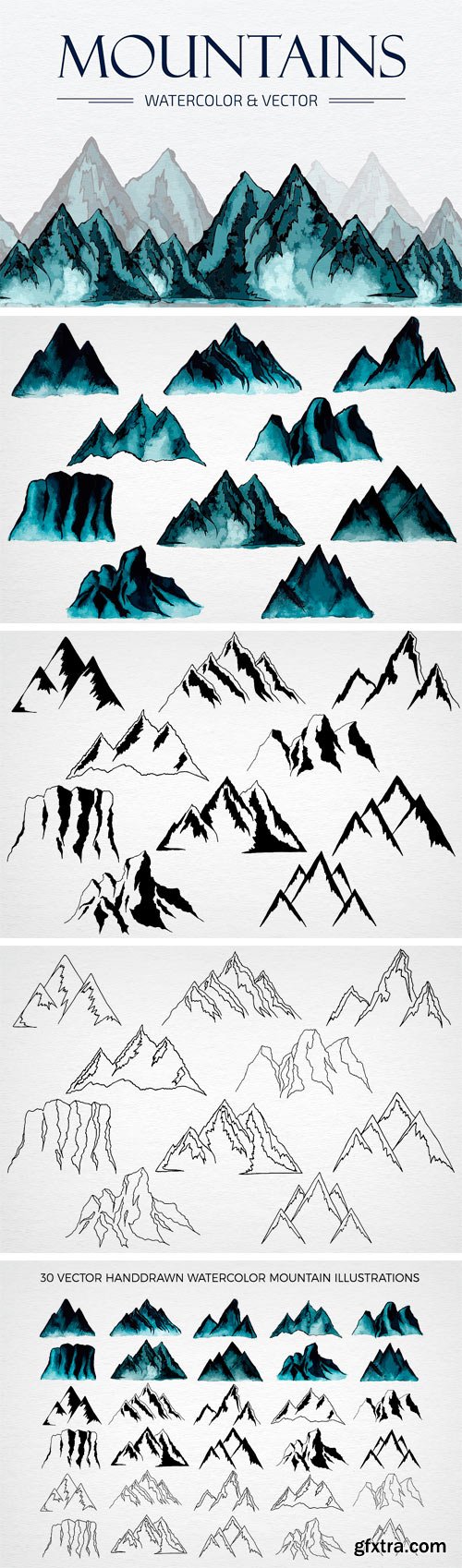 CM - Mountains HandDrawn Vector 1640580