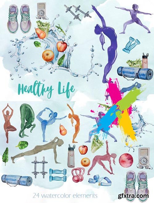 CM - Watercolor Healthy Life Clipart 1694911