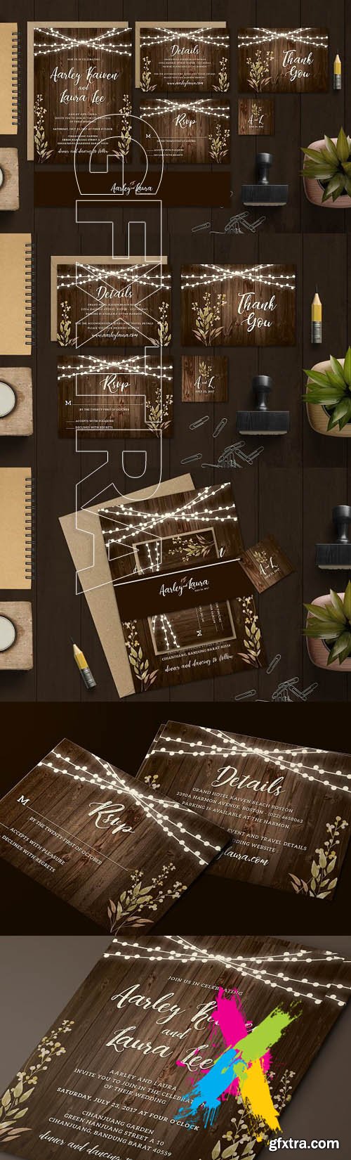 CM - Rustic Wedding Invitation Set 1695561