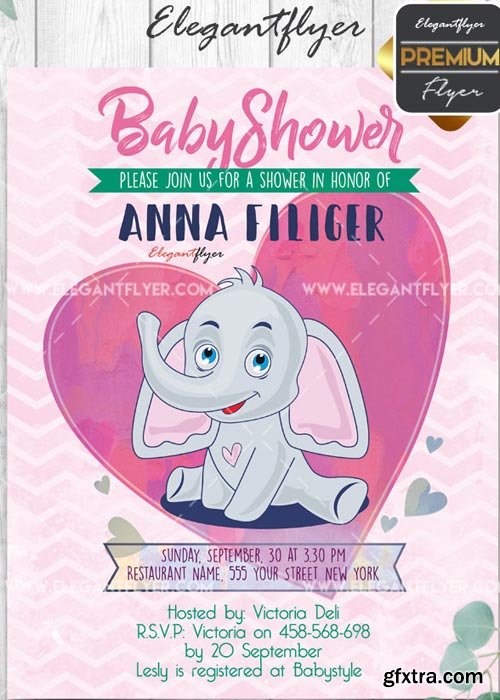 Baby Shower V7 Flyer PSD Template + Facebook Cover