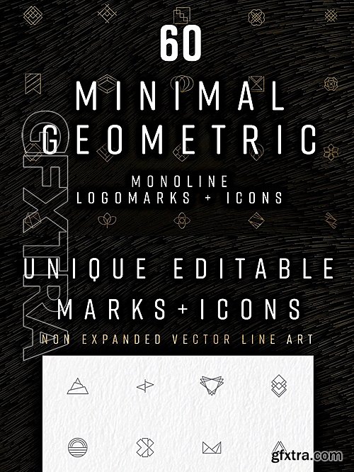 CreativeMarket 60 Minimal Geometric logos+icons 1410060