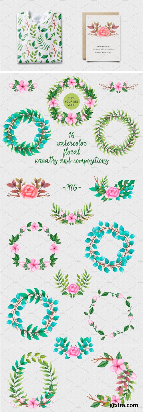 CM - Watercolor Floral Wreaths, Elements 1653593