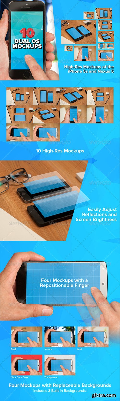 Graphicriver 10 Smartphone Dual-OS Mockups 8233766