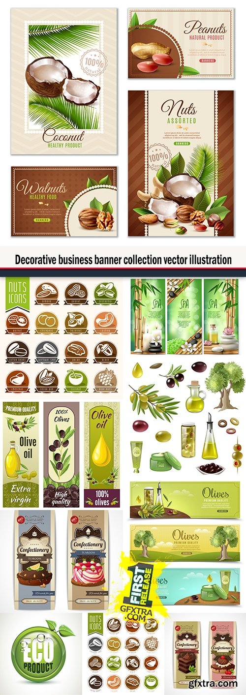 Decorative business banner collection vector illustration