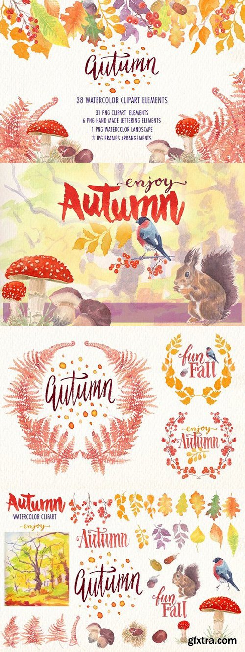 CM - Autumn watercolor clipart set 1633637