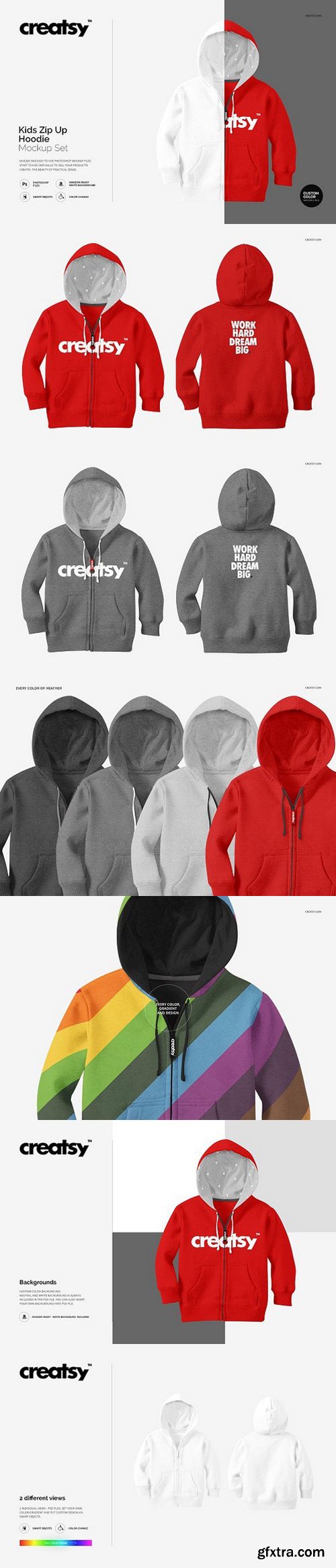 CM - Kids Hoodie ZIp Up Mockup Set 1617012