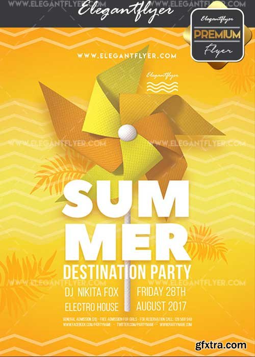 Summer Destination Party V1 Flyer PSD Template + Facebook Cover