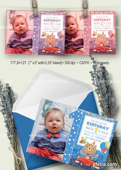 Birthday Party V06 Invitation PSD Template