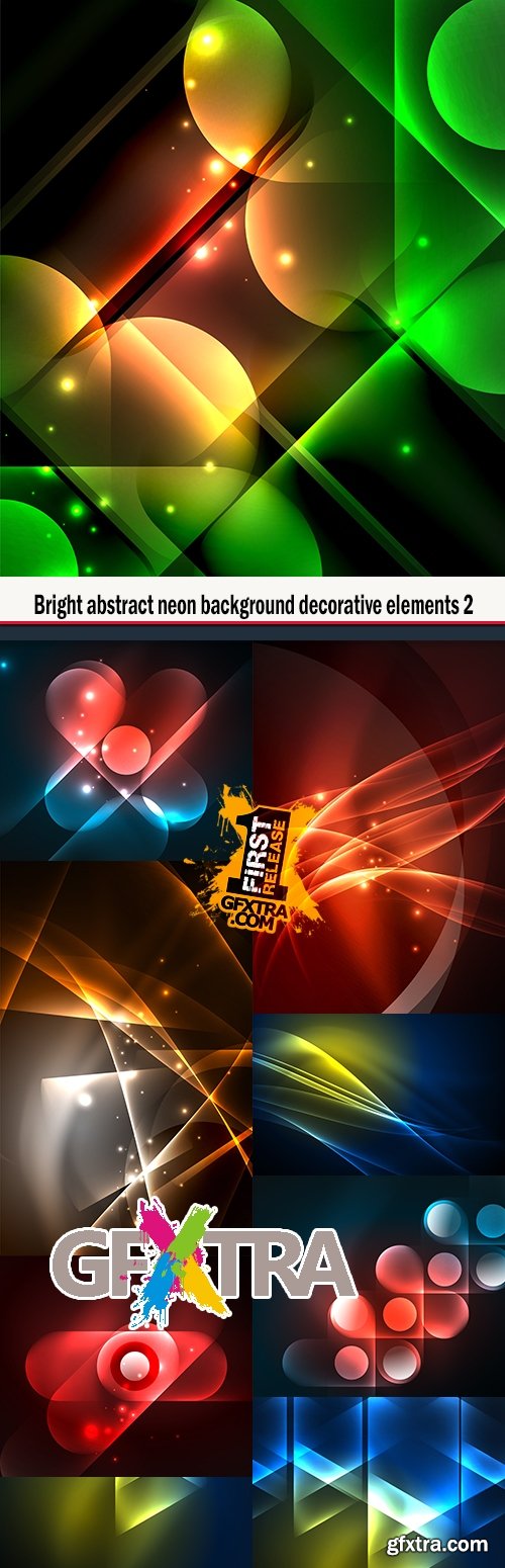 Bright abstract neon background decorative elements 2