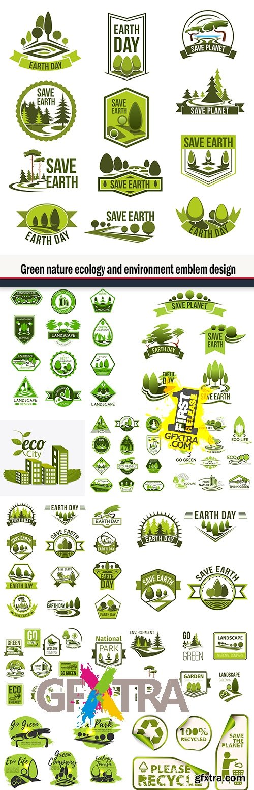 Green nature ecology and environment emblem design