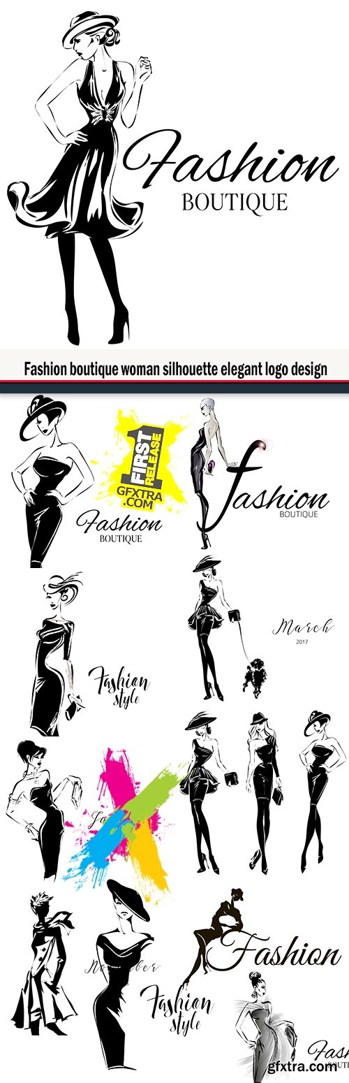 Fashion boutique woman silhouette elegant logo design