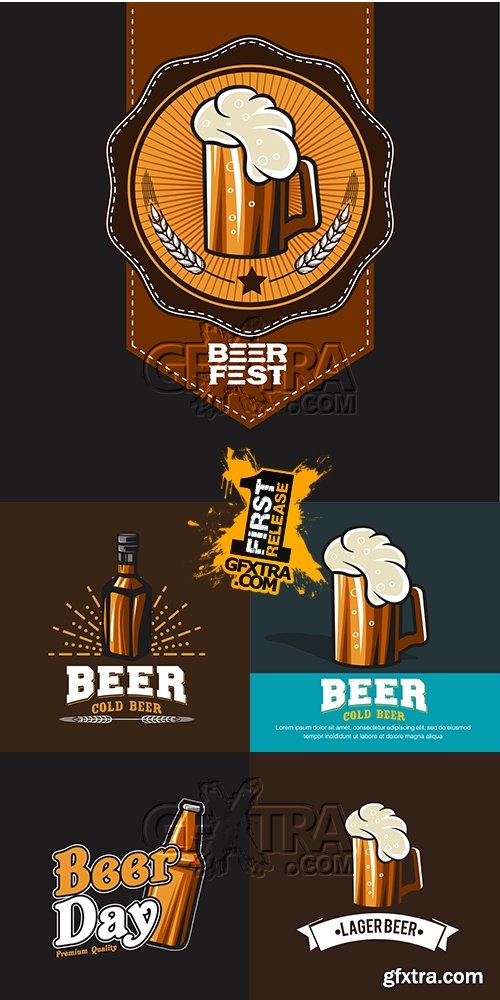 Gold beer premium quality emblem retro design