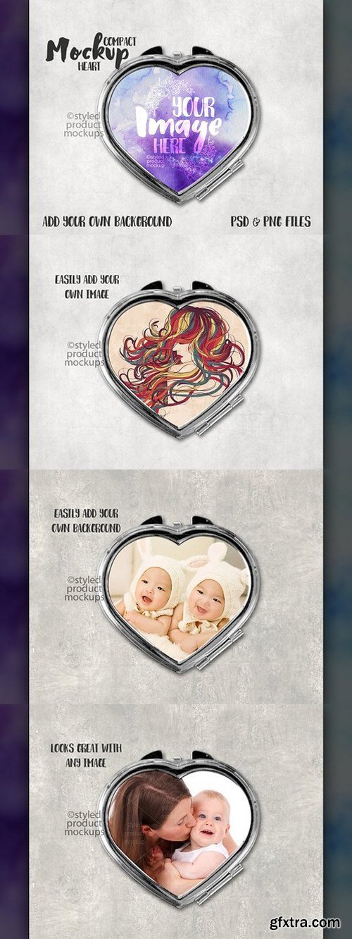 CM - Heart shaped compact mirror mockup 1636214