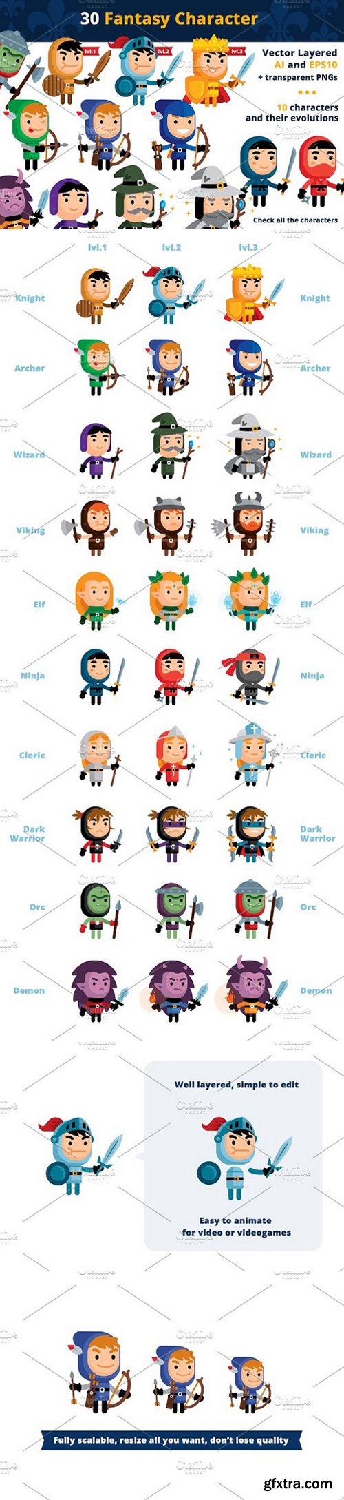 CM - 30 Fantasy Vector Clipart Characters 1654227