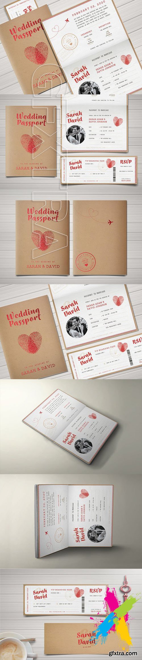 CM - Vintage Passport Wedding Invitation 1706283