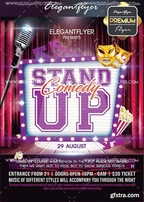 Stand Up V22 Flyer PSD Template + Facebook Cover