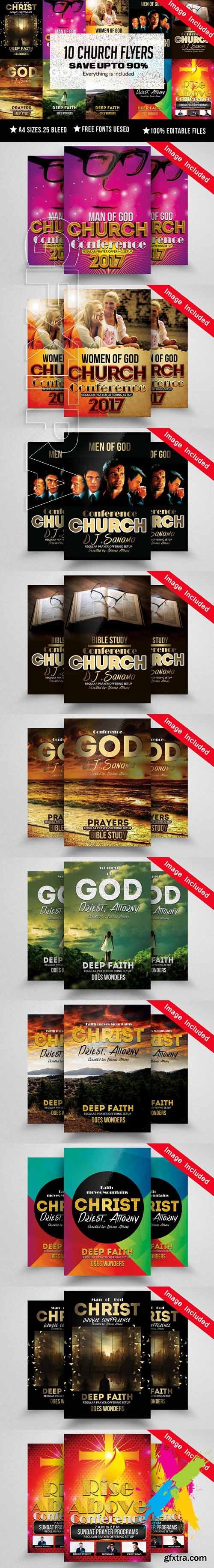 CM - 10 Church Flyer Bundle 1702252