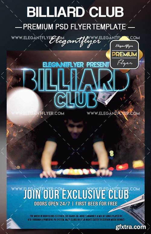 Billiard Club – Flyer PSD Template + Facebook Cover