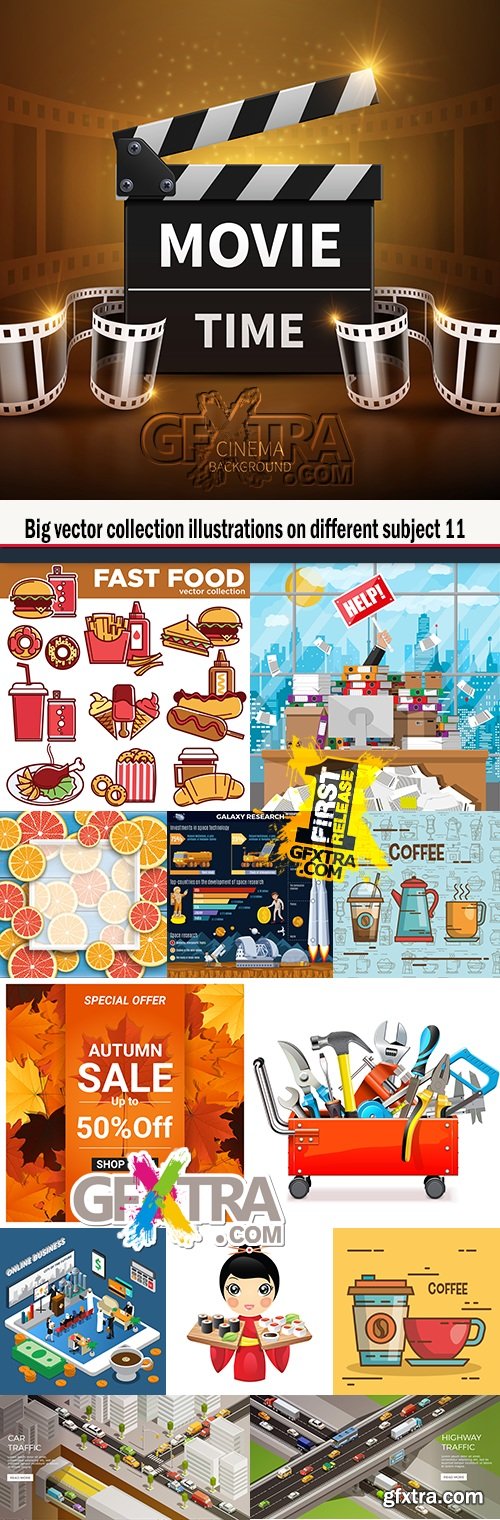 Big vector collection illustrations on different subject 11