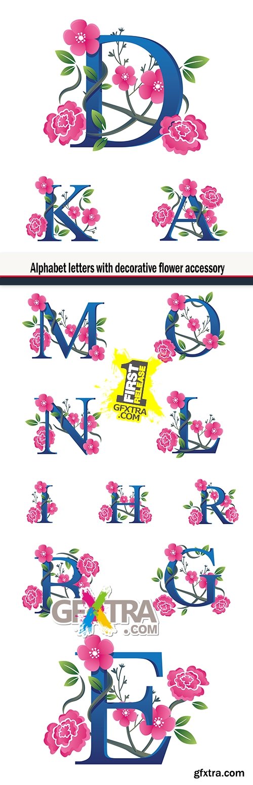 Alphabet letters with decorative flower accessory