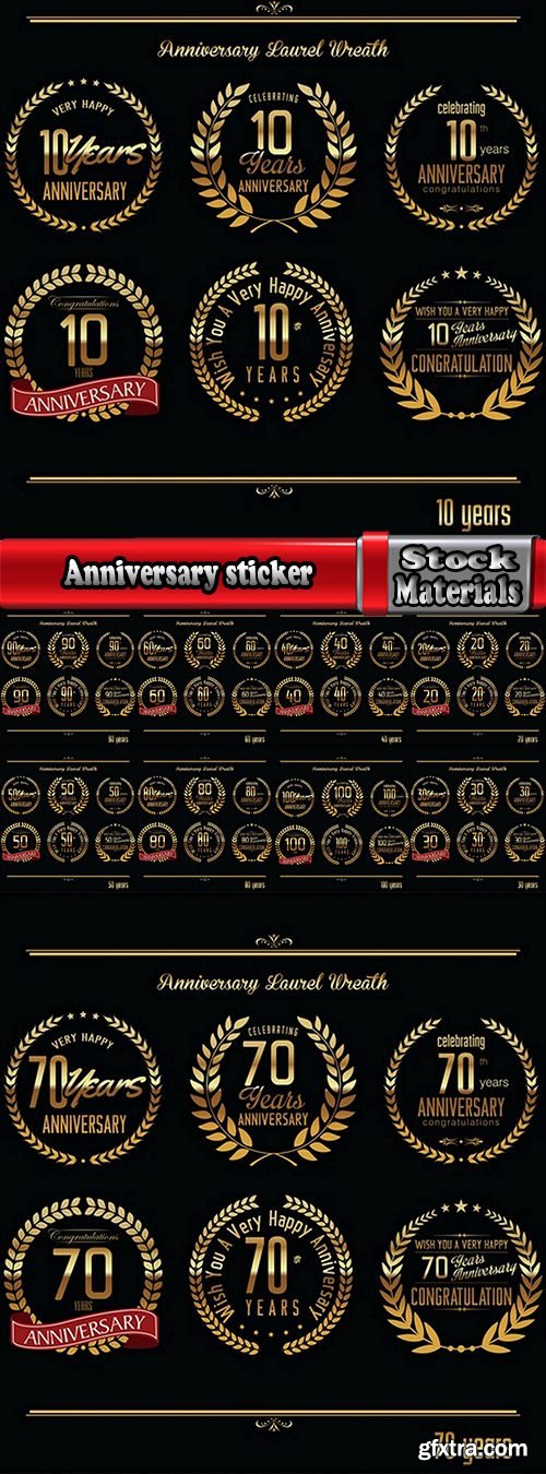 Anniversary sticker of the coat of arms icon number of a monogram frame 10 EPS