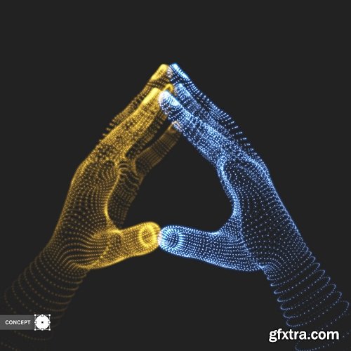 Hand fist gesture 3d model 15 EPS