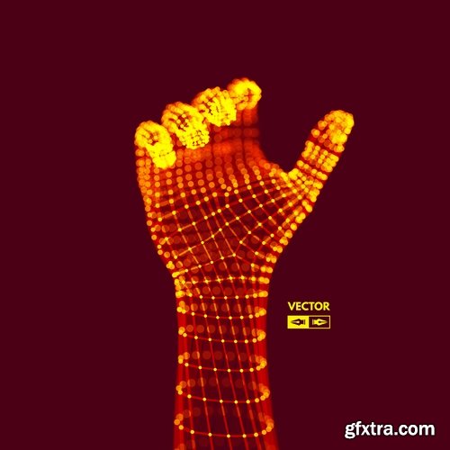 Hand fist gesture 3d model 15 EPS