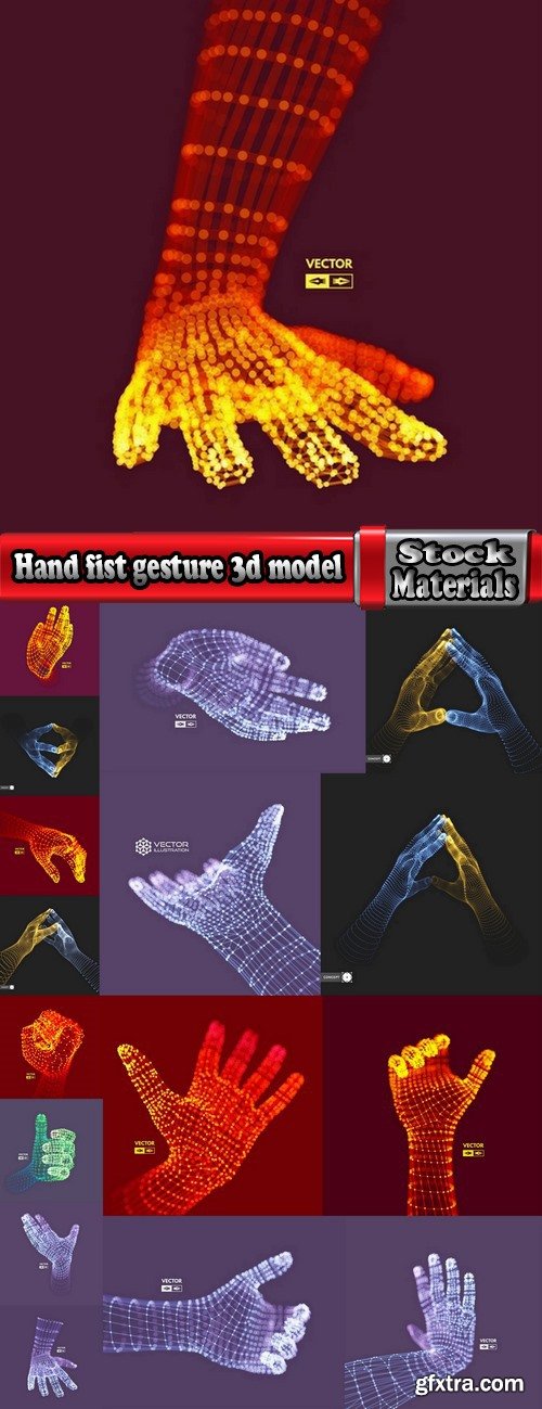 Hand fist gesture 3d model 15 EPS