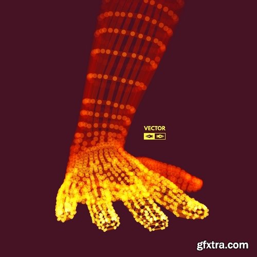 Hand fist gesture 3d model 15 EPS