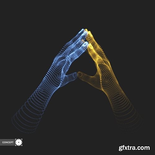 Hand fist gesture 3d model 15 EPS