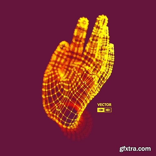 Hand fist gesture 3d model 15 EPS