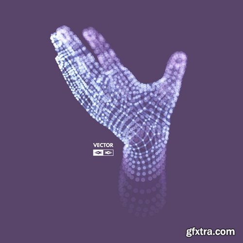 Hand fist gesture 3d model 15 EPS