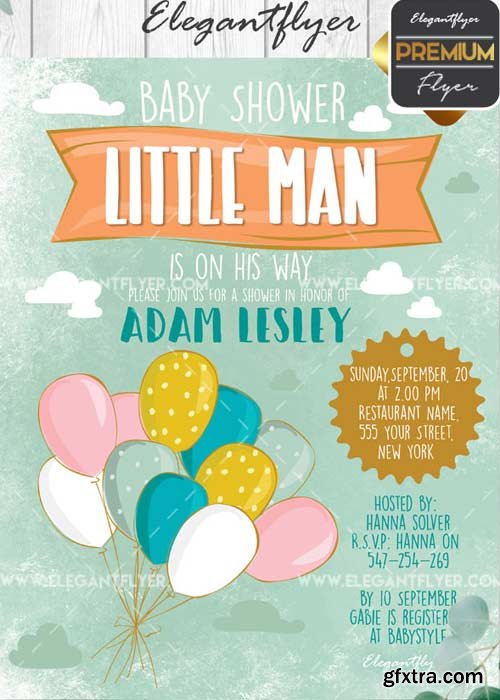 Baby Shower V05 Flyer PSD Template + Facebook Cover