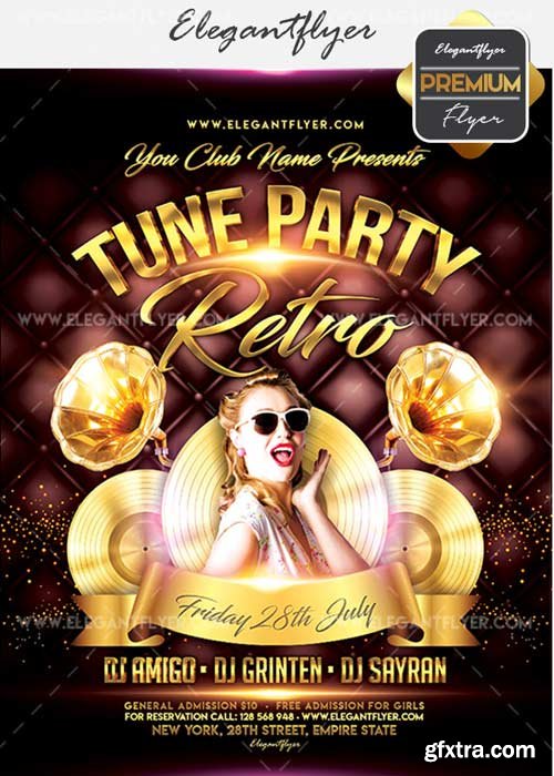 Retro Tune Party v3 Flyer PSD Template + Facebook Cover