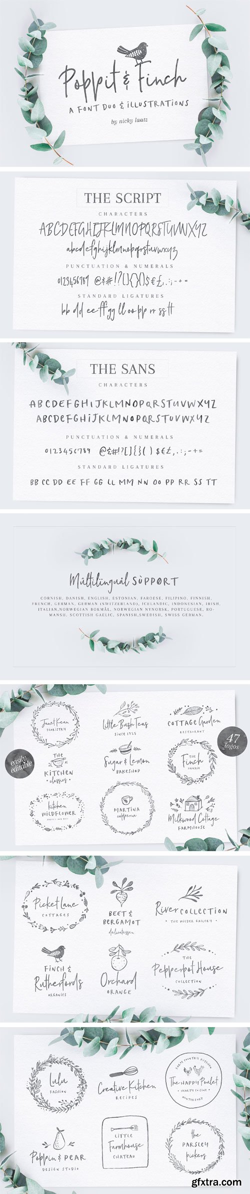 CM - Poppit & Finch Fonts & Illustrations 1681237