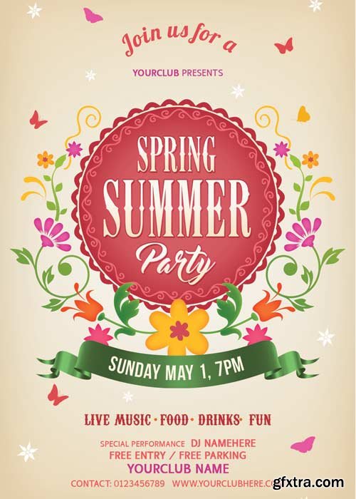 Spring Summer Party V10 Flyer PSD Template