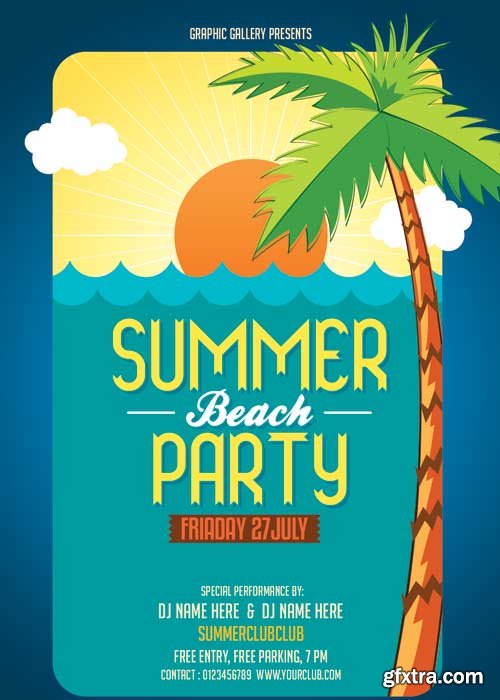 Summer Beach Party V28 Flyer PSD Template